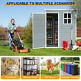thumbnail image 3 of 3x5 FT Resin Storage Shed with Floor, Outdoor Plastic Garden Shed with Window, Protective Cap and Lockable Doors, Waterproof Tool Shed for Garden, Backyard, Grey, 3 of 7