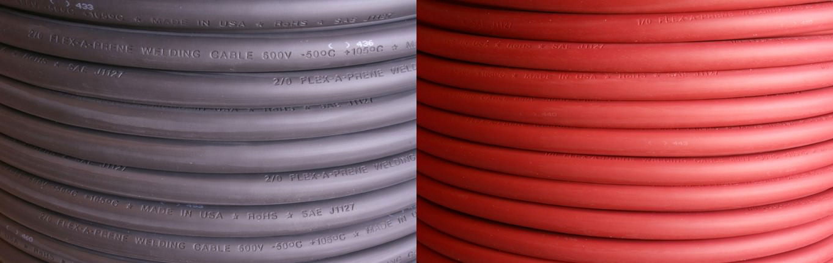 #2 Gauge AWG - Flex-A-Prene - Welding/Battery Cable - Black & Red - 600 V - Made in USA (15 FEET OF EACH COLOR)