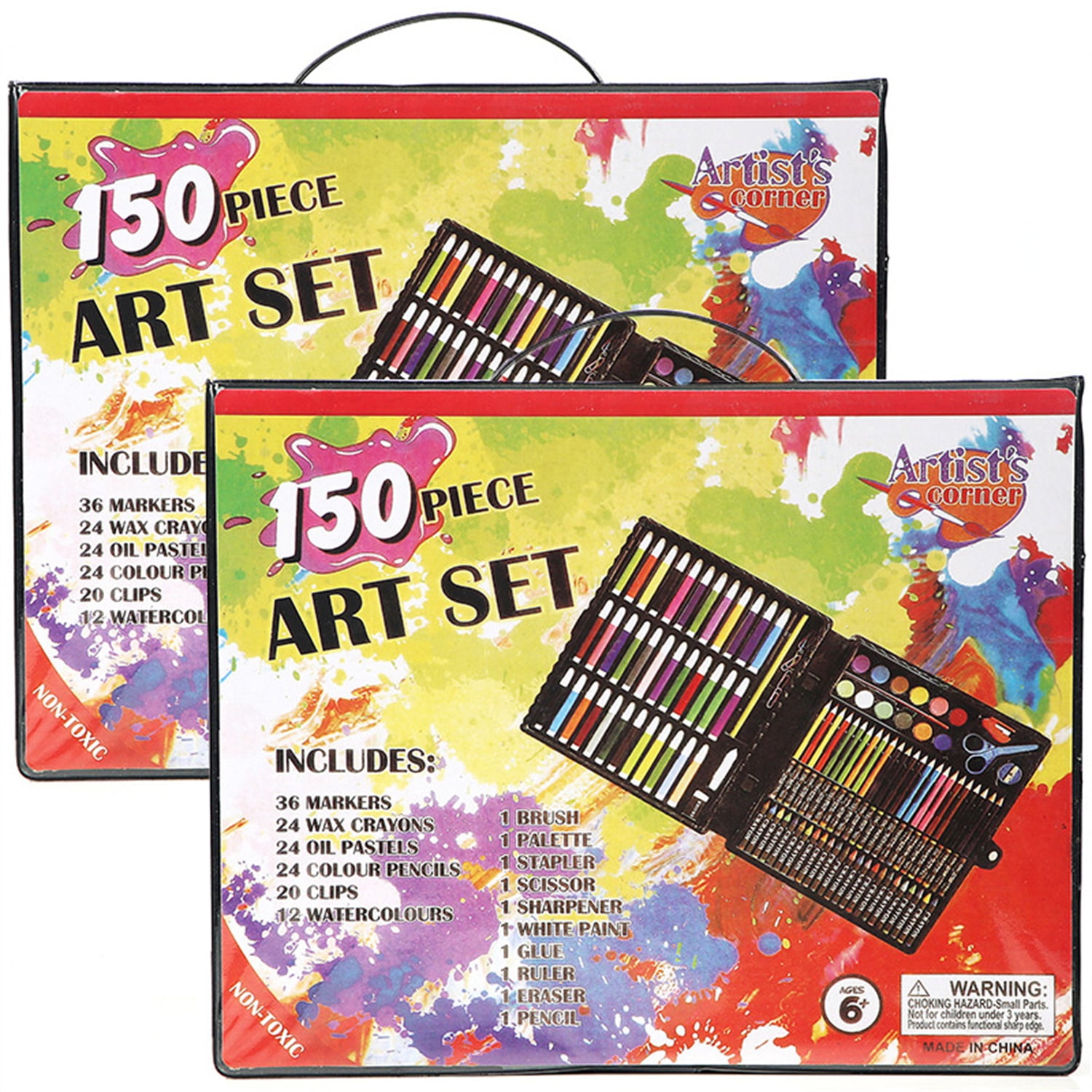 Bexikou 2 Set 150 Pcs Art Set for Painting Coloring Drawing, Deluxe Portable Art Creativity Set,Art Supplies for Girls Boys,Artist Painting, Sketching and Drawing Set(Black)