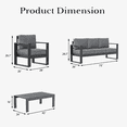 thumbnail image 7 of LayinSun 4 Piece Hight Back Aluminum Outdoor Furniture Set with Coffee Table, Modern Patio Conversation Sets, 7 of 7