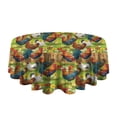 thumbnail image 5 of Green Chicken Farm Pattern Round Tablecloth 60"x60",Wrinkle Wipeable Table Cloth for Kitchen Dining Room Picnic Patio Party, 5 of 6