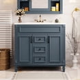 thumbnail image 2 of 36-inch Blue Modern Bathroom Vanity - Durable Ceramic Basin with 1" Edge - Resists Damage, 2 of 6
