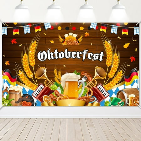 Oktoberfest Backdrop Oktoberfest German Beer Festival Themed Banner Fall German Bavarian Oktoberfest Beer Party Decorations and Supplies for Home Photo Booth Props, 5.9x3.6Ft
