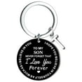 thumbnail image 1 of Llaveros para mujer, llavero de billetera, llavero de auto, llavero DIY para mi hijo, llavero de acero inoxidable negro con apellido de 26 letras, 2,5 cm, decoraciones de moda, 1 of 3
