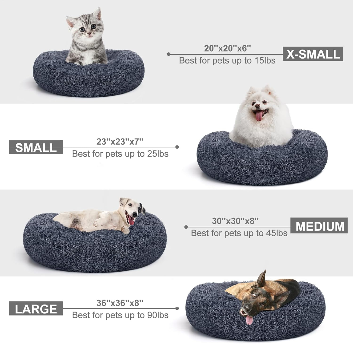 Orthopedic Dog Bed Comfortable Donut Cuddler Round Pet Beds Ultra Soft Washable Dog and Cat Cushion (20''/23''/30'') (23'', Brown)