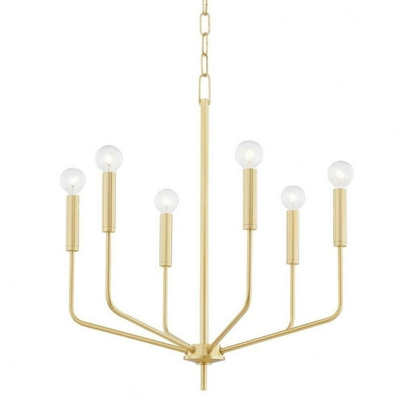 -6 Light Chandelier in Transitional Style-24 inches Wide By 23.5 inches High-Aged Brass Finish Bailey Street Home 735-Bel-4488854