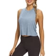thumbnail image 5 of Stichou Workout Tops for Women Open Back Shirts Cropped Athletic Yoga Tank Tops 2026 Spring Summer Gym Clothing Light Blue S, 5 of 6