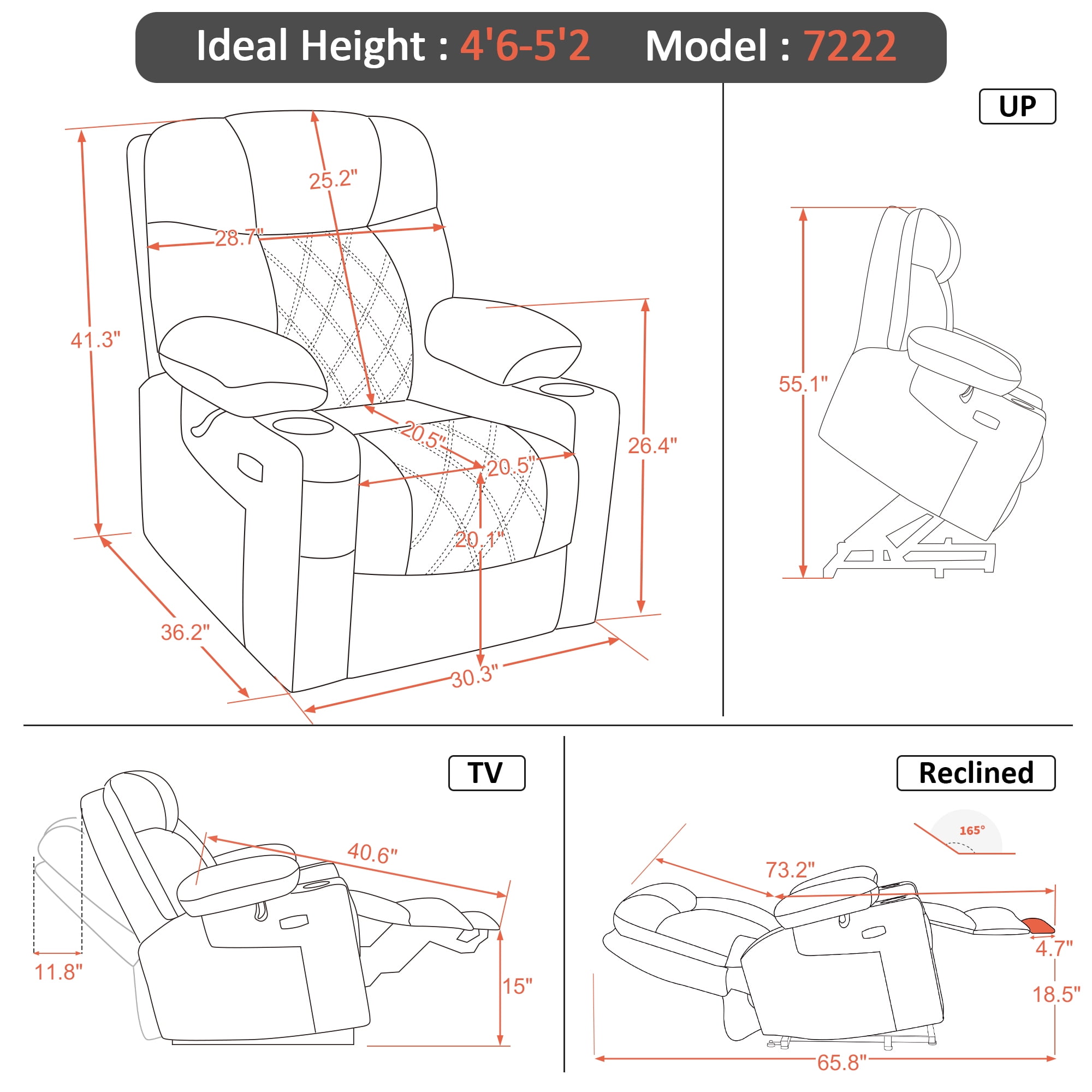 MCombo Small Triple Motor Power Lift Recliner with Adjustable Headrest for  Petitie Elderly, Fabric, Coffee Fabric