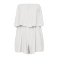 thumbnail image 5 of Women Rompers for Summer Dressy Strapless Romper Ruffle Shorts Jumpsuit Trendy Vacation Beach Outfits XS-5XL (White,L), 5 of 5