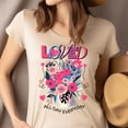 thumbnail image 4 of Loved All Day Everyday Premium T-Shirt – Bright Floral Faith-Inspired Tee, Berry, S, 4 of 6