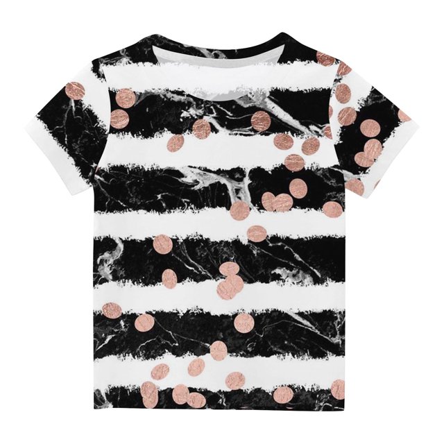 Penkiiy T-Shirt Garçons Filles Rayé Imprimé Motif Coloré T-Shirts Graphiques Manches Courtes pour Enfants 13-14 Ans Blanc