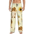 thumbnail image 2 of Kdxio Watercolor Bee Honey Honeycomb Bee Print Men's Sleep Pajama Pant Lounge Pants with Pockets, 2 of 8
