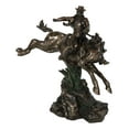 thumbnail image 3 of Rustic Western Rodeo Cowboy Riding On Galloping Wild Mustang Horse Figurine, 3 of 9