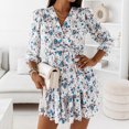 thumbnail image 2 of Vestido ajustado de manga larga con volantes de doble capa y cuello en V informal a la moda para mujer Pompotops  hdfakjf7296, 2 of 8