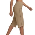 thumbnail image 3 of Guluxicc Yoga Capris for Women Solid High Waisted Shorts Split Hem Workout Short Pants with Stretchy Fabric, 3 of 5