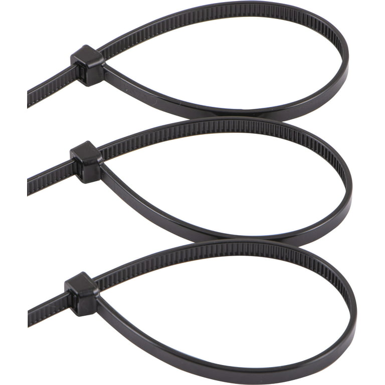 Hyper Tough 11in. Black Zip Ties 100 Pack, 75lb Tensile Strength, Nylon  Mount Cable Ties, Resealable Bag, 25469 