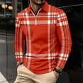 thumbnail image 2 of Wyobmus Mens Quarter Zip Shirt Patchwork Long Sleeve Pullover Shirt Half Zipper Lapeled Sports Blouse Red, 2 of 3