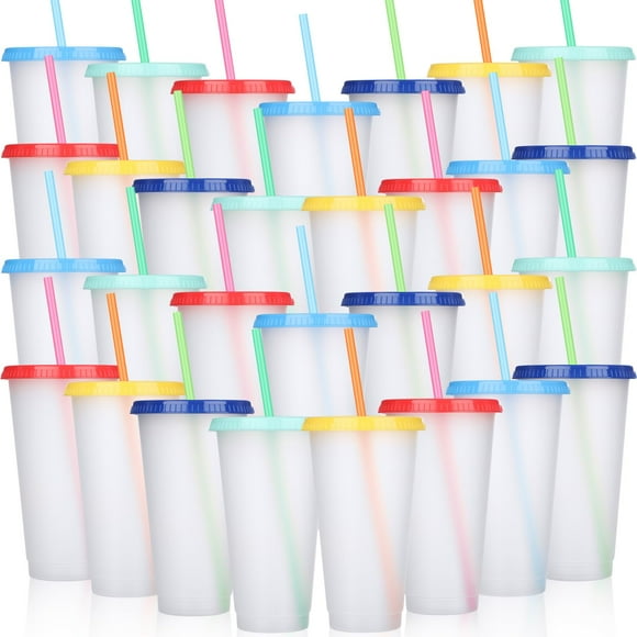 Vaso Honeydak Honeydak, paquete de 30 unidades con pajita y tapa, 700-800 ml