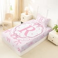 thumbnail image 5 of spefrowx Princess Bow Letter R Twin Sheets for Kids, Pink Stripe Heart Print Bedding, 3 Pieces, 1 Flat Sheet, 1 Fitted Sheet and 1 Pillowcase, 5 of 6