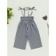 thumbnail image 4 of Suealasg Toddler Baby Girl Sleeveless Jumpsuit Plaid Print Tie Straps Overalls Romper Outfit 6M 1T 2T 3T 4T 5T Little Girls Summer Clothes, 4 of 7