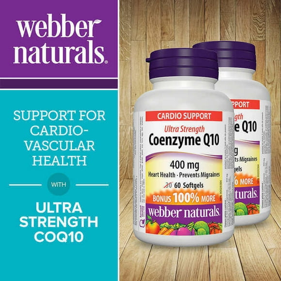 Webber Naturals 400mg Coenzyme Q10 Softgels - 2-Pack (60-count Each) | Heart &amp; Cellular Health
