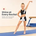 thumbnail image 2 of Girls Gymnastics Leotard 2-Piece Shiny gymnastics outfit with Shorts，Black, 2 of 7