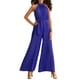thumbnail image 1 of VISgogo Traje de una pieza para mujer, mono de pierna ancha plisado con vendaje en la cintura sin mangas en color sólido VISgogo moda, 1 of 9