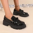 thumbnail image 3 of Xucatan Women's Patent Leather Loafers, Round Toe Closed Toe Low Heel Slip On Shoes with Chunky Sole, British Style Comfortable Platform Flats, Versatile Casual Office Footwear Gift, 3 of 8