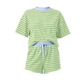 thumbnail image 3 of ShomPort 2 Piece Lounge Set for Women Stripe Oversized Short Sleeve Shirts and Shorts Matching Outfits, 3 of 5