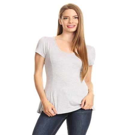 Basic Fit Tee - MOA COLLECTION Women's Solid Basic Casual Lightweight Loose Fit Short Sleeve Tunic Top Tee Shirt