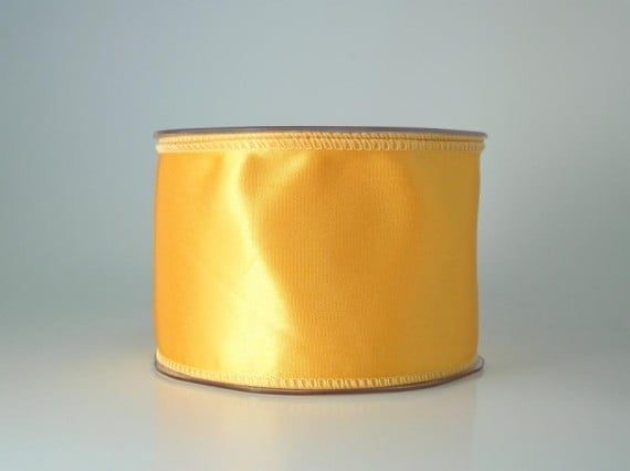 Ribbon Bazaar Wired Bridal Satin 3-1/2 inch Light Gold 10 yards 100% Acetate Ribbon