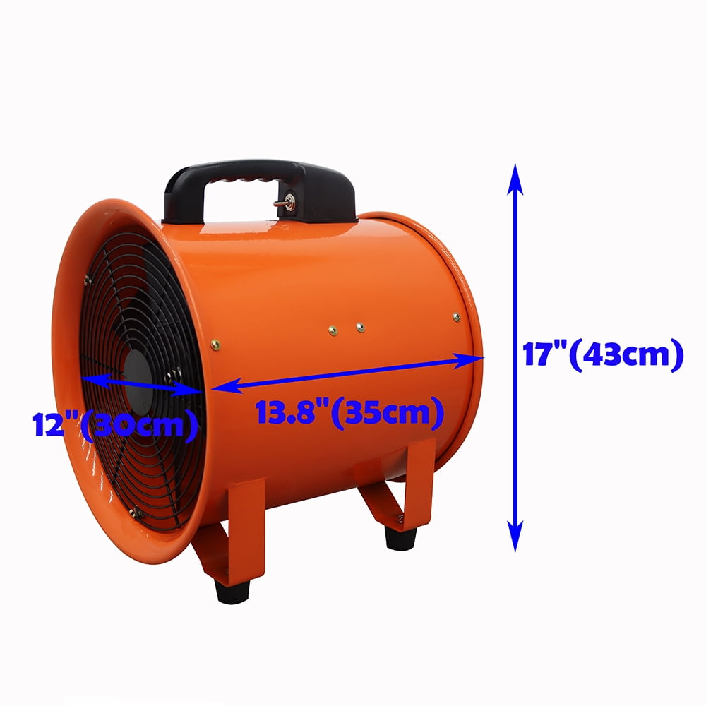 INTBUYING 12” Axial Fan Portable Cylinder Pipe Spray Booth Paint Fumes Blower with 16.4ft Air Duct