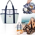 thumbnail image 2 of 1 Pc Mesh Beach Bag with Zipper Large Beach Tote for Women Beach Bags Waterproof Sandproof Toys Pool Swim Bag Travel Vacation Cruise Essentials, 11.22x7.09x11.02 Inch, Light Green, 2 of 5