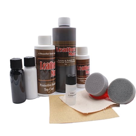 Furniture Blend It On MEGA Kit/Leather Restorer/8 Oz Refinish 2 Oz Conditioner/4 Oz Top Coat/Black and White 1 Oz Color Changer/Sponge (Leather Repair Kit) (Taupe)