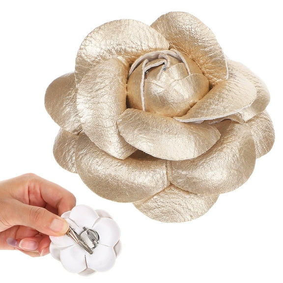 QIFULL 2pcs Elegant Design Shoe Clips Floral Shape Leather for Women Dress Shoes