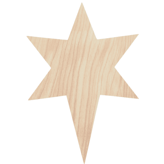 Krafty Supply Wood North Star / Christmas Star, 1/4" Thick Birch Wood, 2 inches
