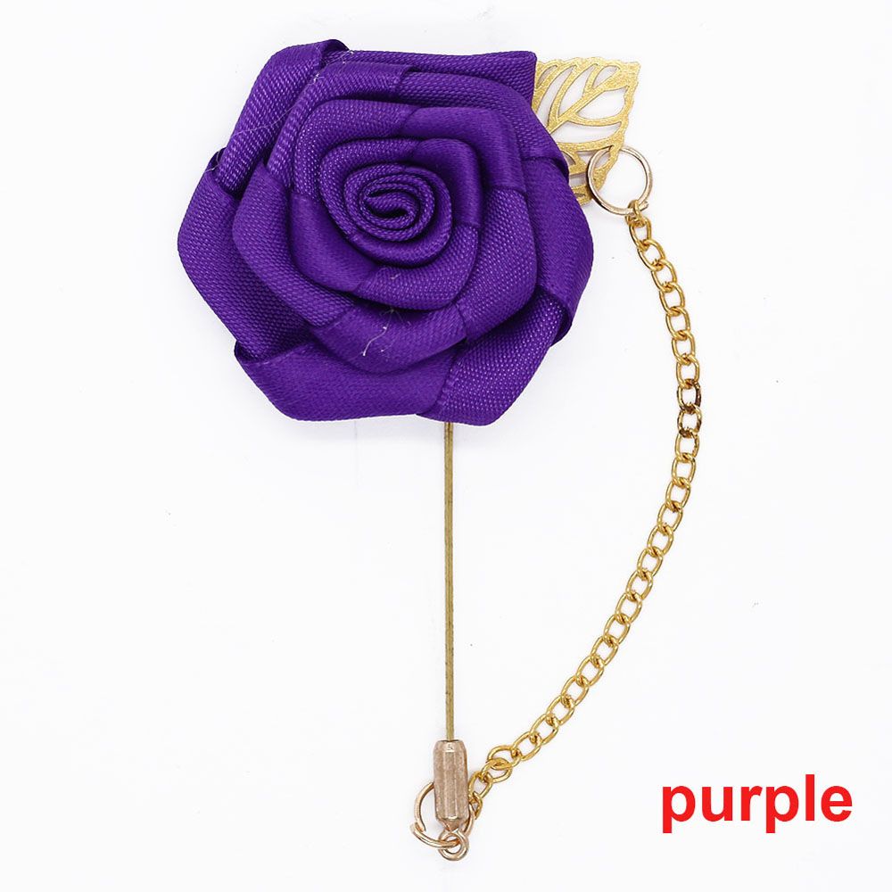Trendy Men‘s Suit Brooch Groom Boutonniere Simple Corsage Roses Lapel