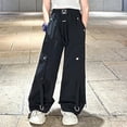 thumbnail image 2 of TZEWGL Spring Summer Solid Cool Street Style Hip Hop Pants With Pocket For Kids Active High Waisted Drawstring Loose Fit Pants For Girls size 6-7T, 2 of 6