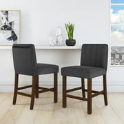 Angle View: Dorel Living Zoya Channel Back Upholstered Counter Stool, Charcoal