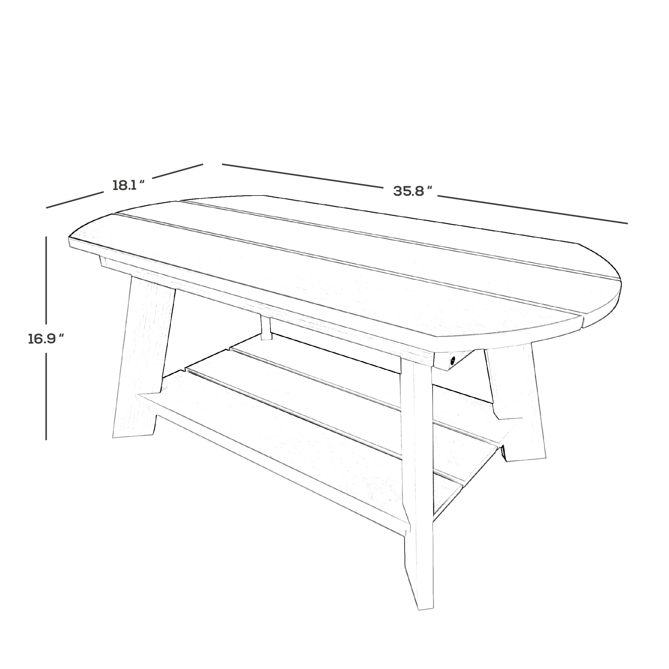 WestinTrends Tuscany Outdoor Coffee Table, Real Wood Like All Weather HIPS 2 Tier Patio Adirondack Coffee Table, Weathered Gray