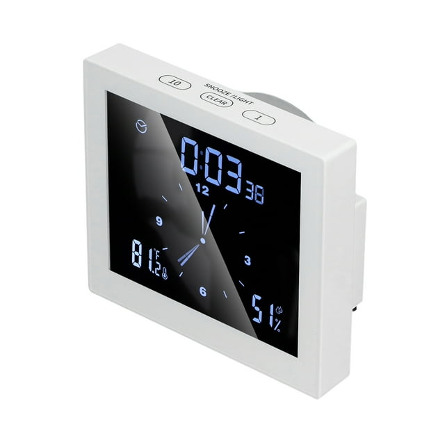 Shower Clock, 5in Screen Humidity Temperature Clock Battery USB Power For Indoor/Outdoor