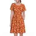thumbnail image 1 of Bixox Robe d'Été à Manches Courtes pour Femmes Robe Ample Longueur Genou avec Poches-Pizza, 1 of 7