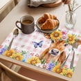 thumbnail image 3 of Spring Cow Placemats Set of 12 Summer Sunflower Botanical Pink Plaid Place Mats Indoor Wipeable Table Mats Washable Cloth Dining Table Placemats for Kitchen Holiday Party Home Decor 13x19 Inch, 3 of 9