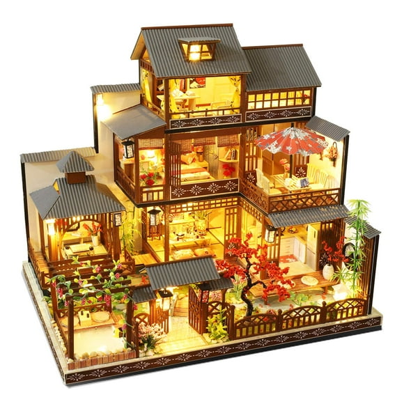 Dollhouse Spilay Yaquan Courtyard con muebles de madera 1:24