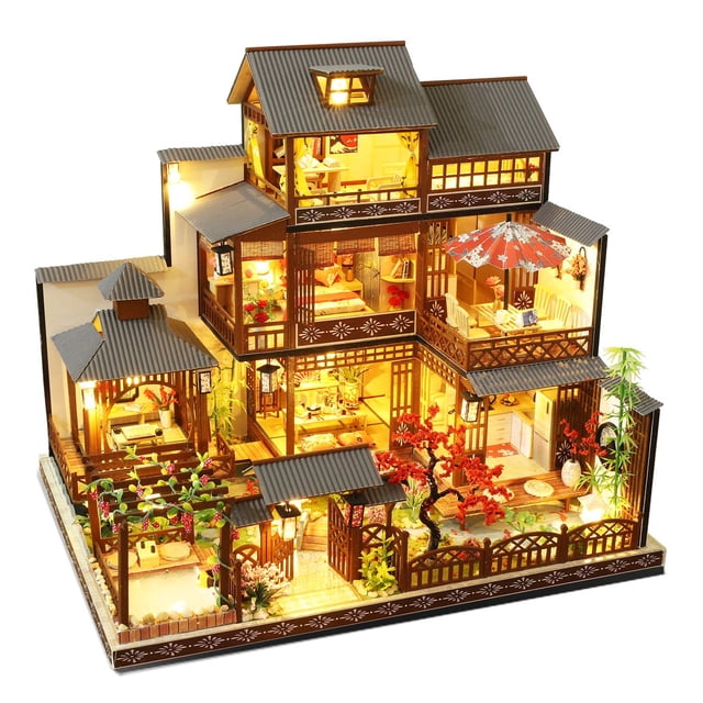 Dollhouse Spilay Yaquan Courtyard con muebles de madera 1:24