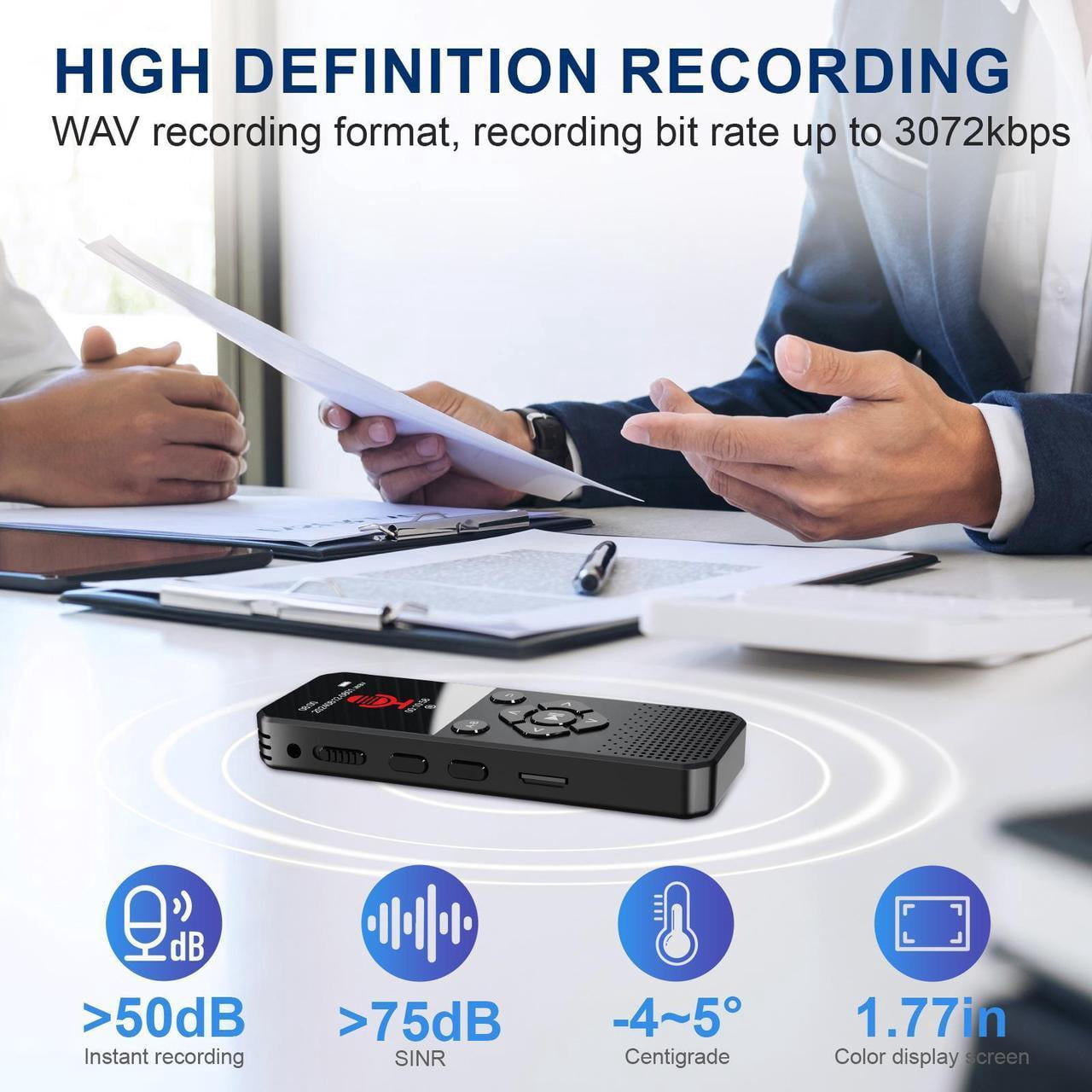 128GB Digital Voice Recorder with Playback Bluetooth Speaker Audio Recorder for Lectures Meetings Interviews Voice Audio Recorder MP3 Player with Bluetooth