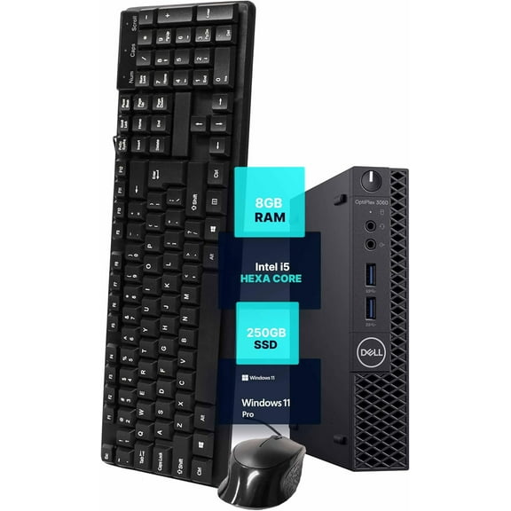 Restored Dell Optiplex 3060 Mini PC | Windows 11 Pro | Intel i5-8500 | 32GB RAM + 1TB SSD | 5G WiFi + BT | Micro Desktop Computer | Keyboard + Mouse (Refurbished)