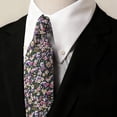 thumbnail image 2 of Barry.Wang Men's Cotton Ties Flower 3.15" Necktie Printed Skinny Tie Sets Clip Extra Long Flower Wedding Party Black, 2 of 7