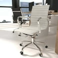 thumbnail image 6 of FOH Ribbed Executive Office Chair, Computer Chair Mid Back PU Leather Ergonomic Executive Task Desk Chairs White, 6 of 9