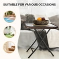 thumbnail image 5 of Ktaxon Foldable 23.6" Ratten Patio Side Table with Tempered Glass Top, Folding Sofa End Table with Wicker Decorations for Lawn Garden Balcony Porch Deck Pool (Square, Brown), 5 of 9